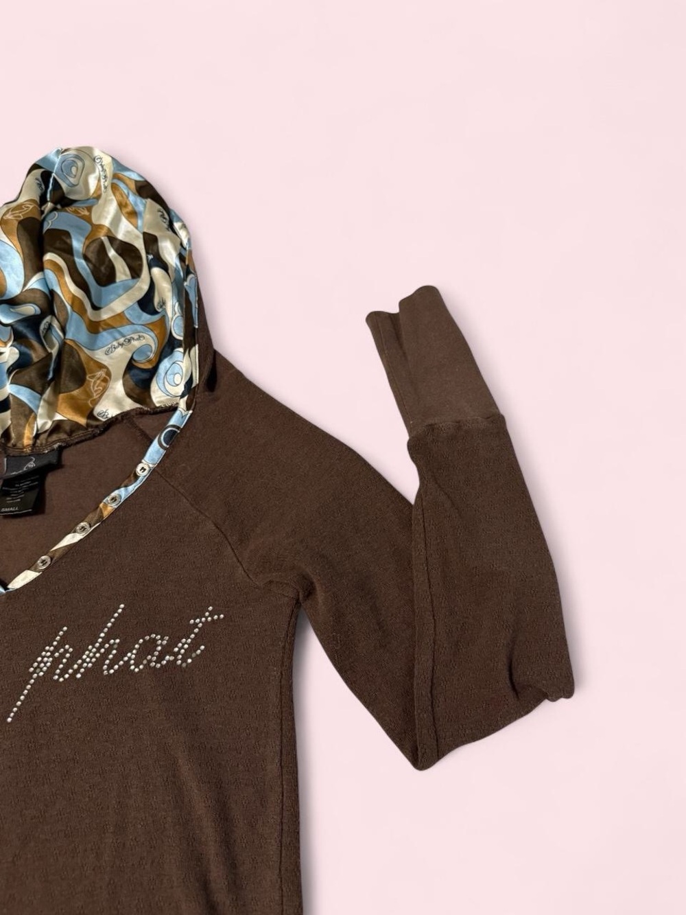Vintage Y2K Baby Phat Intimates rich brown thermal logo long-sleeve hoodie - Picture 4 of 9